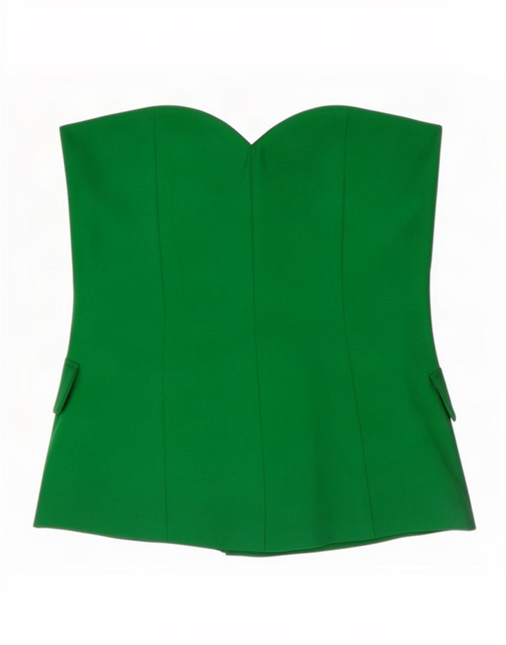 Zara Damen Crop Trägerloses Top UK 10 Small Grün