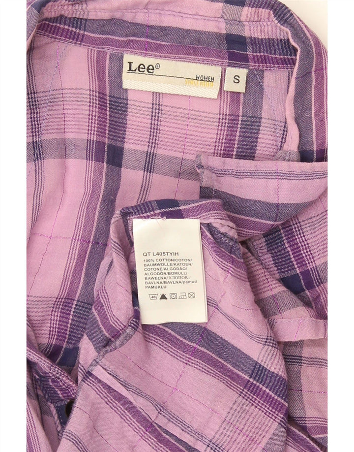 Lee Womens Shirt UK 10 Small Lila karierte Baumwolle