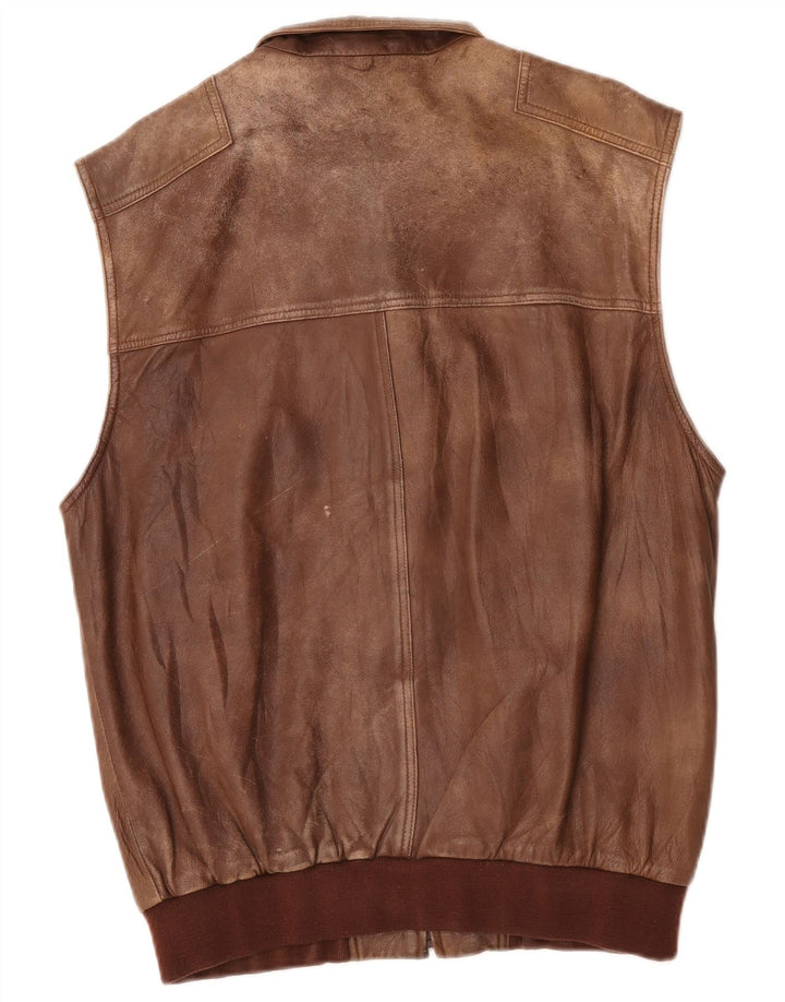 Exquisit Herren-Leder-Utility-Gilet IT 52 XL Braun
