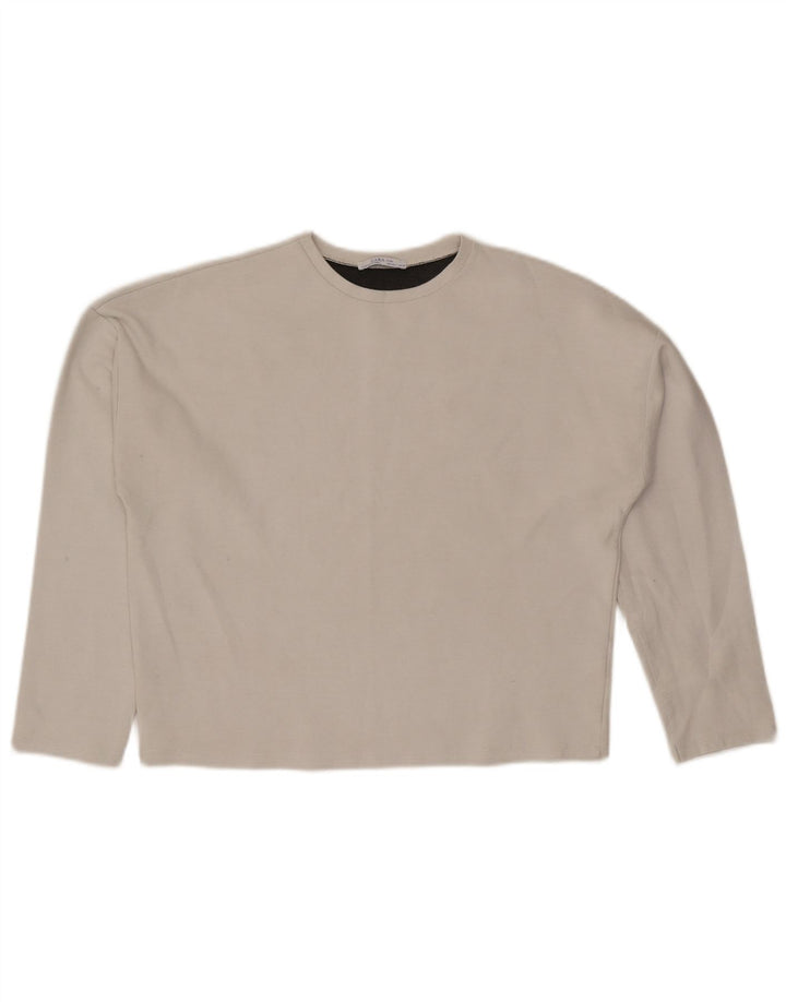Zara Damen Übergroßes Top Langarm UK 10 Small Grau