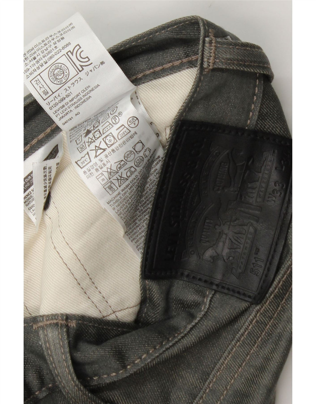 Levi's Herren 511 Slim Jeans W33 L34 Graue Baumwolle