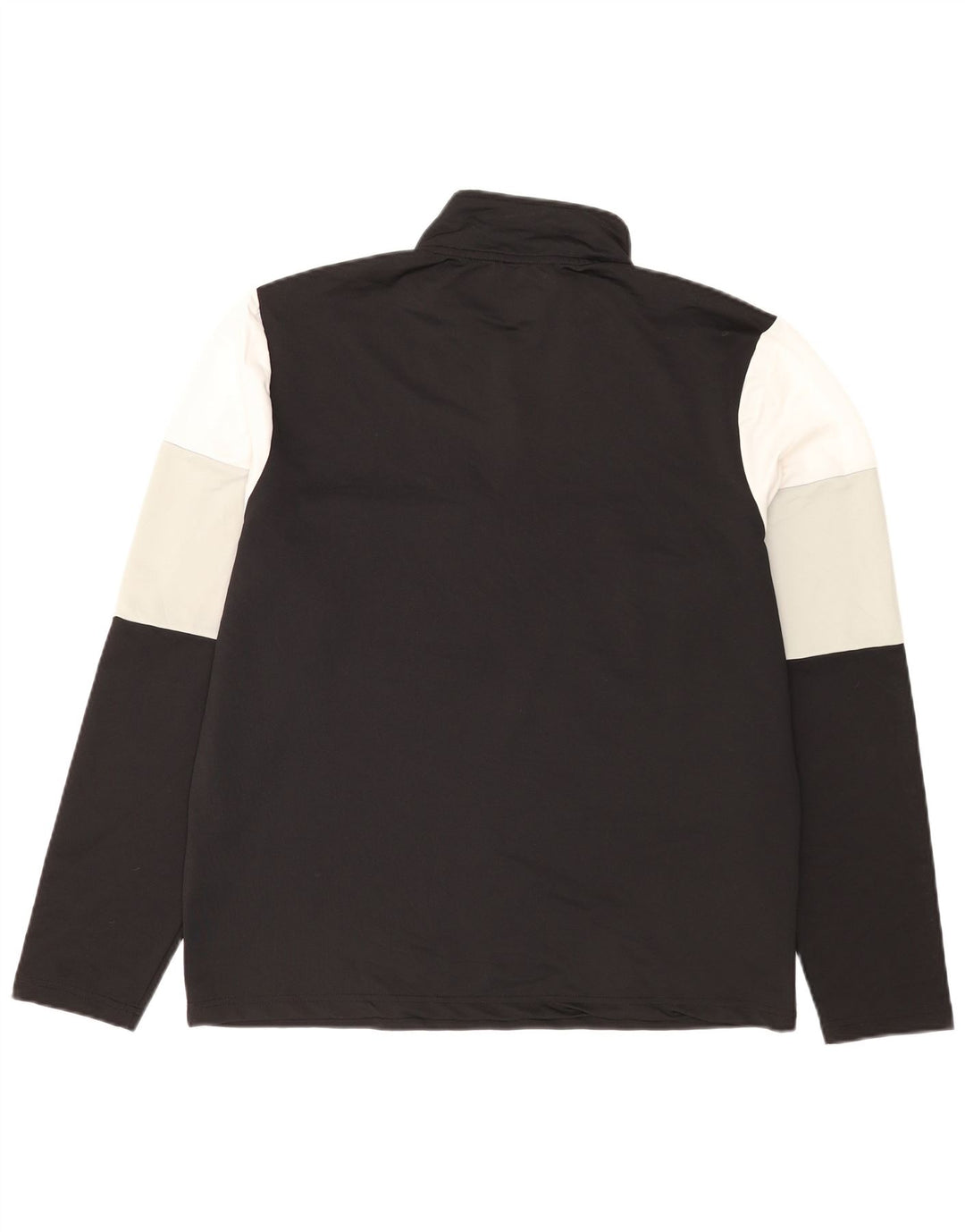 FILA Herren-Trainingsanzug-Oberteil mit Reißverschluss am Hals, XL, schwarzes Farbblock-Polyester