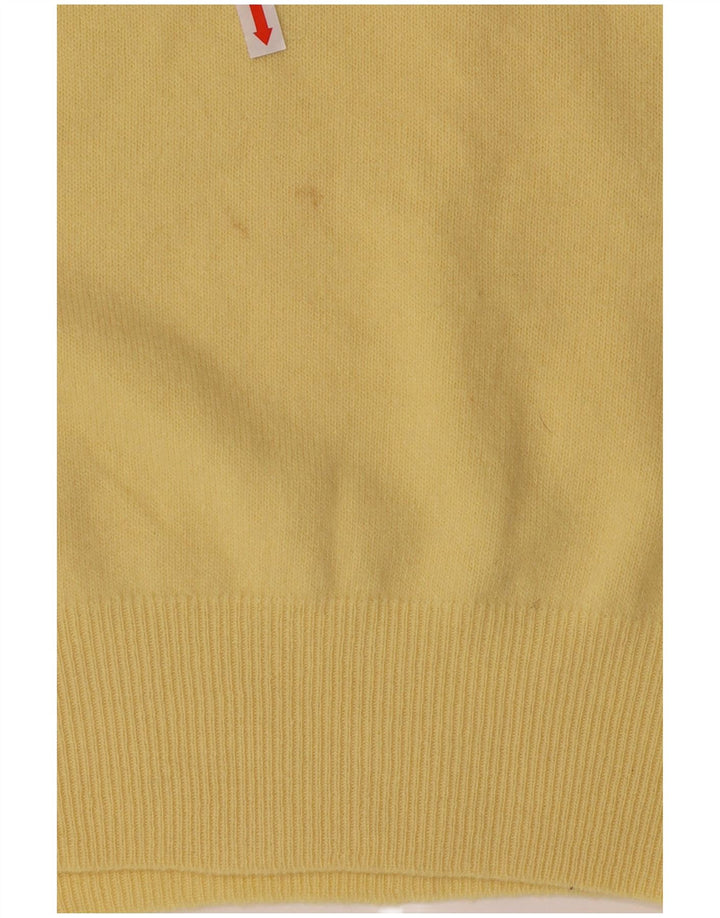 VINTAGE Mens V-Neck Jumper Sweater IT 52 Large Yellow Wool