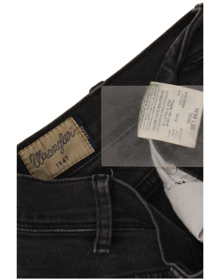 WRANGLER Herren Texas Straight Jeans W38 L30 Schwarze Baumwolle