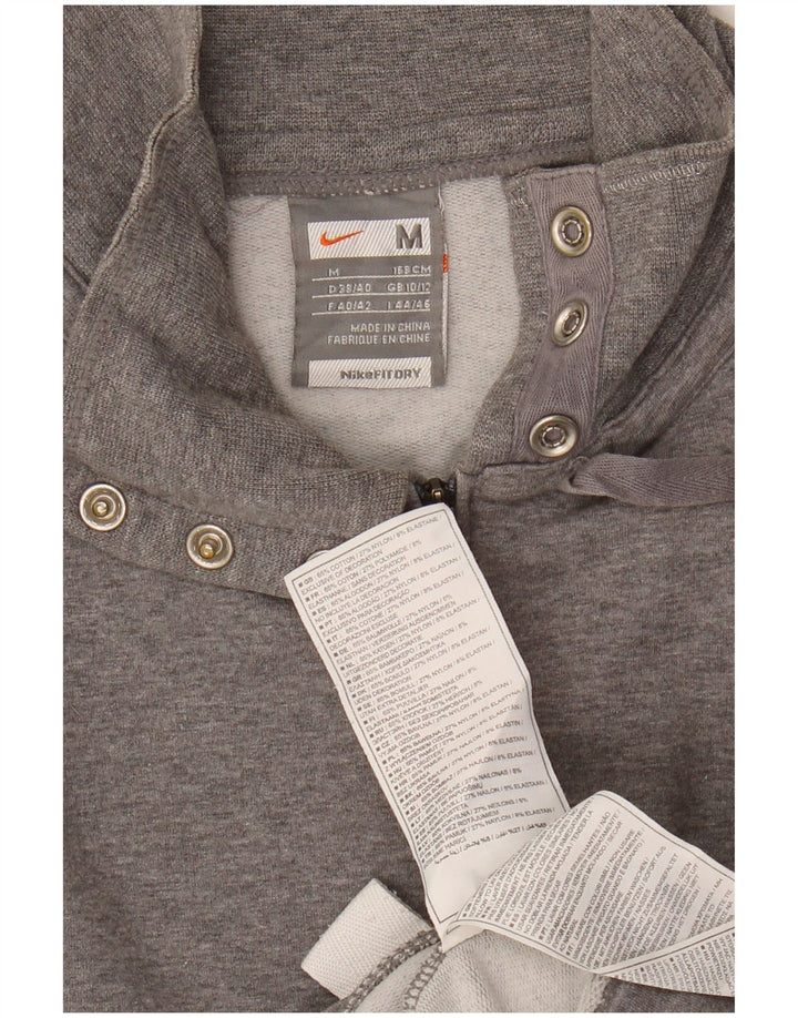 NIKE Womens Tracksuit Top Jacket UK 10/12 Medium Grey Cotton