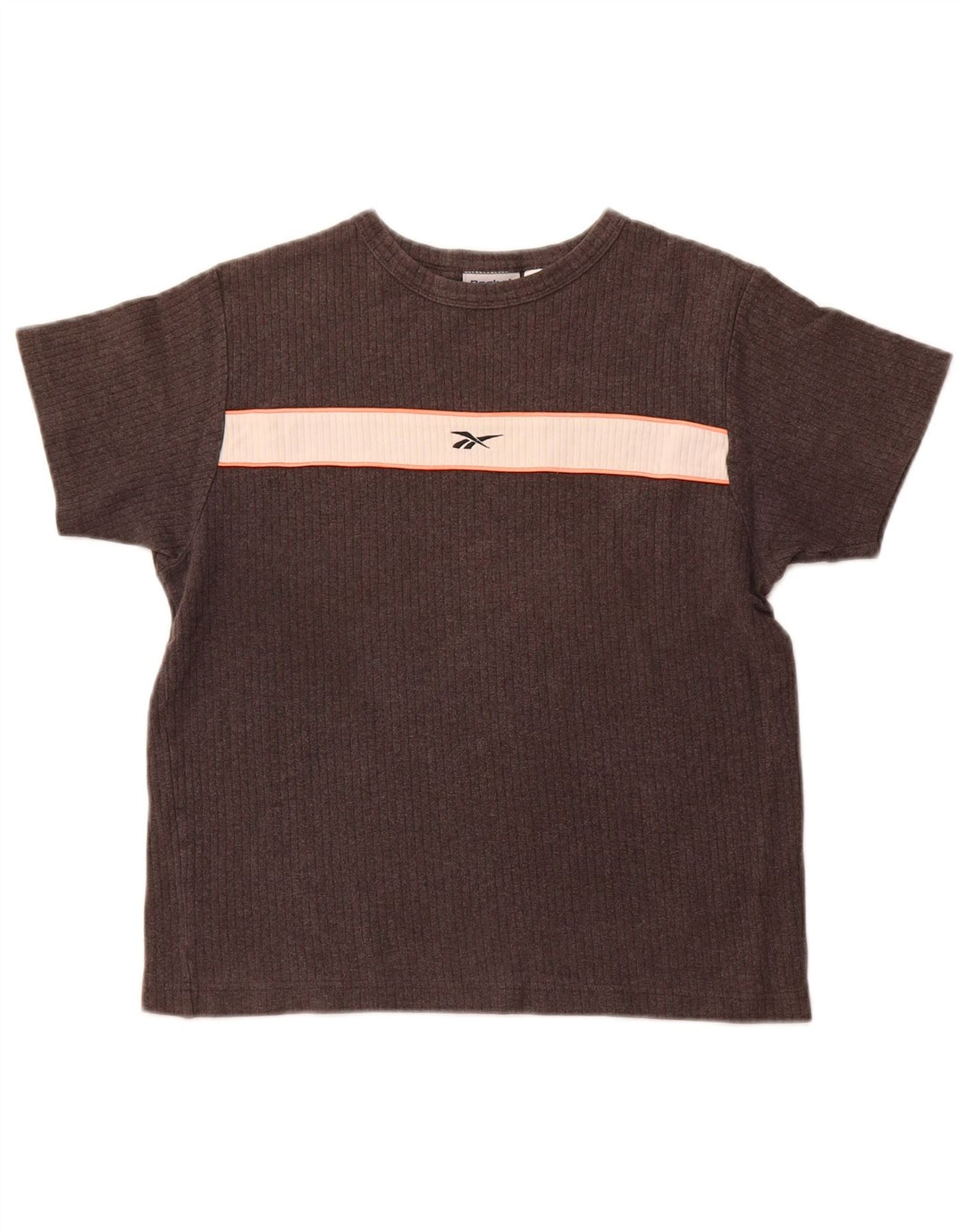 REEBOK Damen T-Shirt Top UK 12 Mittelgraue Colourblock-Baumwolle