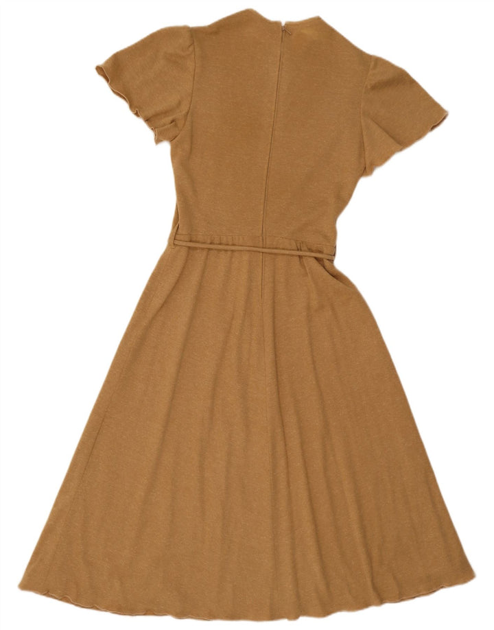 Vintage Damen A-Linie Kleid IT 38 XS Beige Polyester