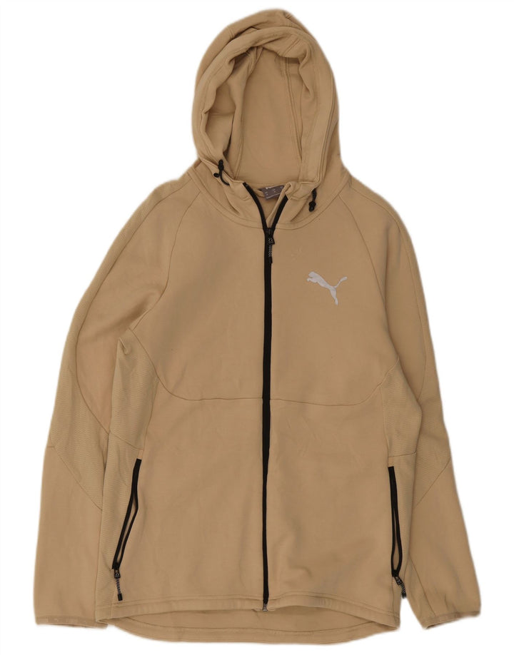 Puma Herren-Kapuzenpullover mit Reißverschluss, mittelbeige Baumwolle