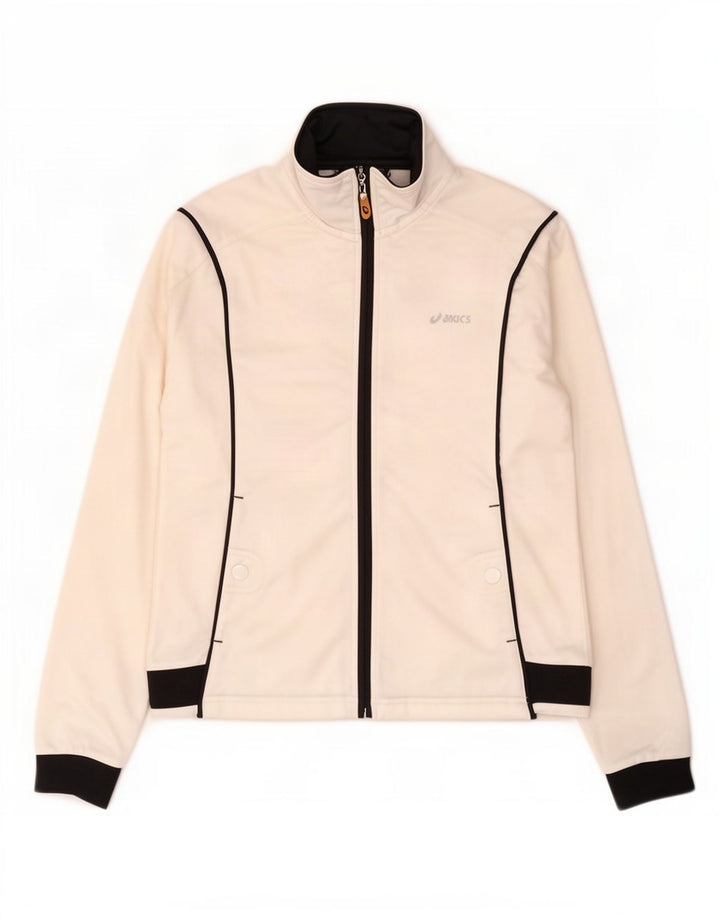 Asics Damen-Trainingsanzug-Top-Jacke UK 14 Medium Off White Colourblock