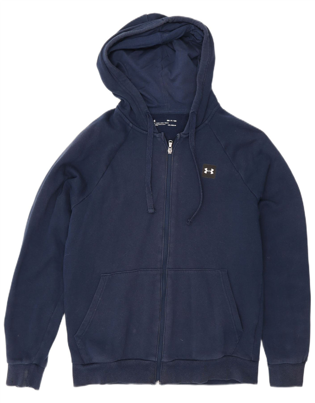 Under Armour Herren-Kapuzenpullover mit normaler Passform und Reißverschluss, mittlere marineblaue Baumwolle