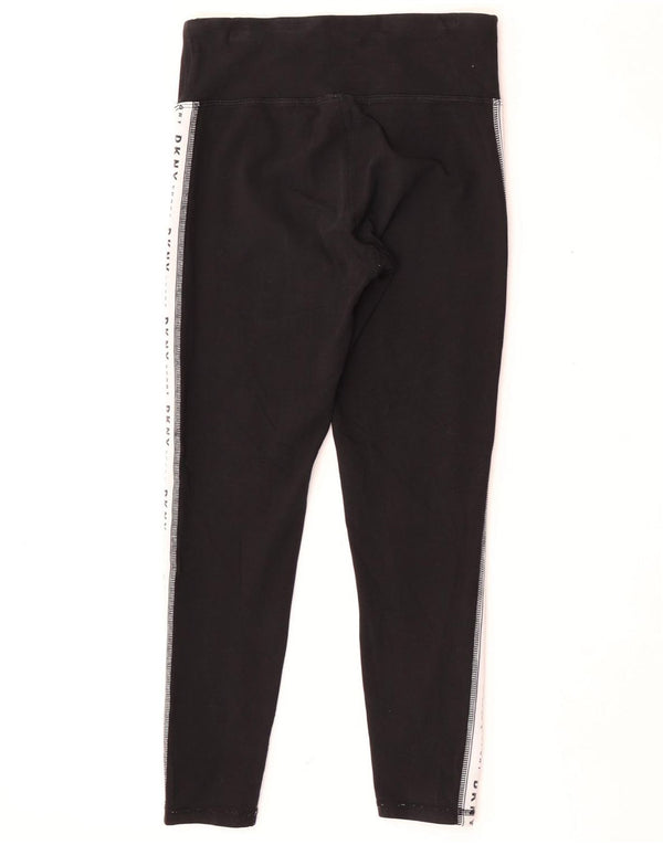 Dkny Womens Graphic Crop Leggings UK 8 Small Schwarze Colourblock-Baumwolle