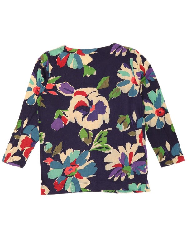 Henry Cottons Damen Top Langarm IT 42 Medium Marineblau Blumenviskose