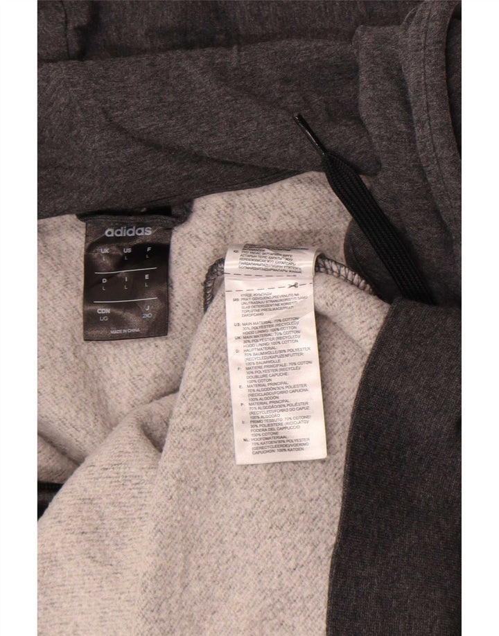 Adidas Herren-Kapuzenpullover mit Reißverschluss, groß, graue Baumwolle