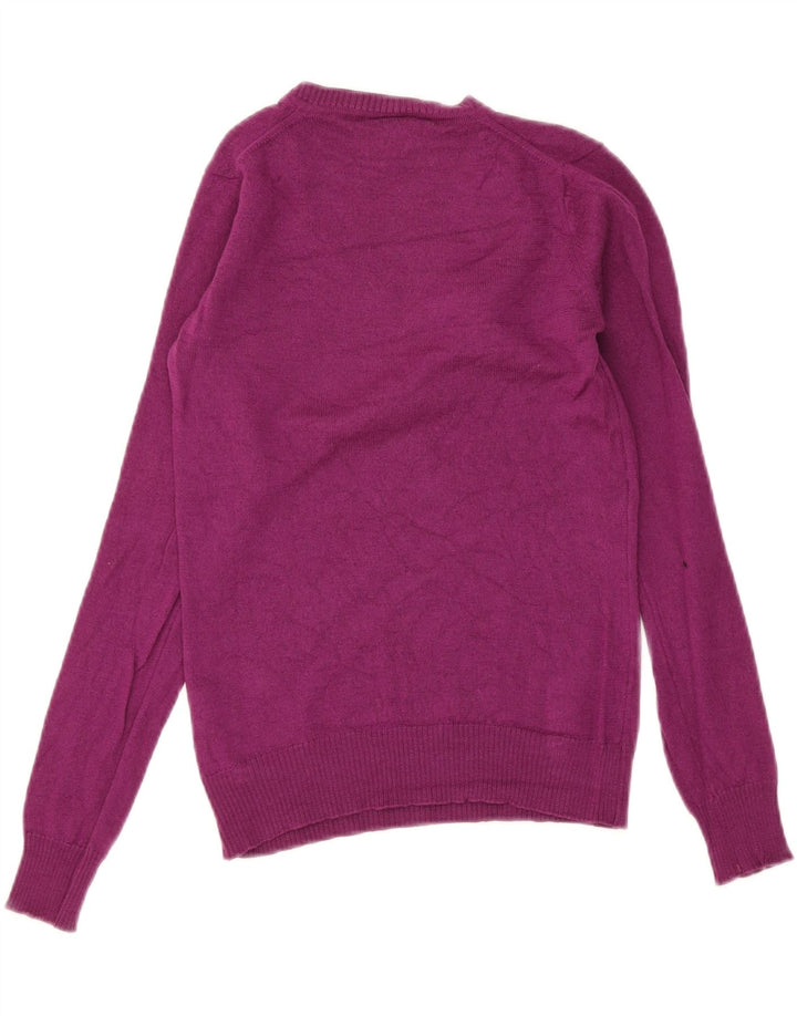Lacoste Damen-Pullover mit V-Ausschnitt, Größe 36, kleine lila Wolle