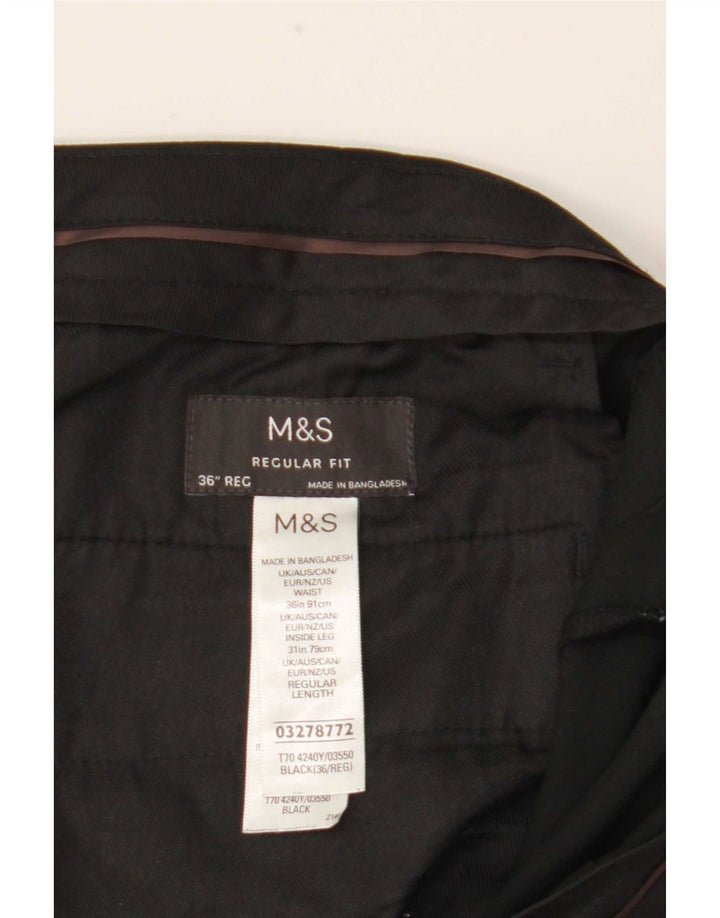 Marks & Spencer Herren-Anzughose mit gerader Passform und normaler Passform, W36, L31, Schwarz