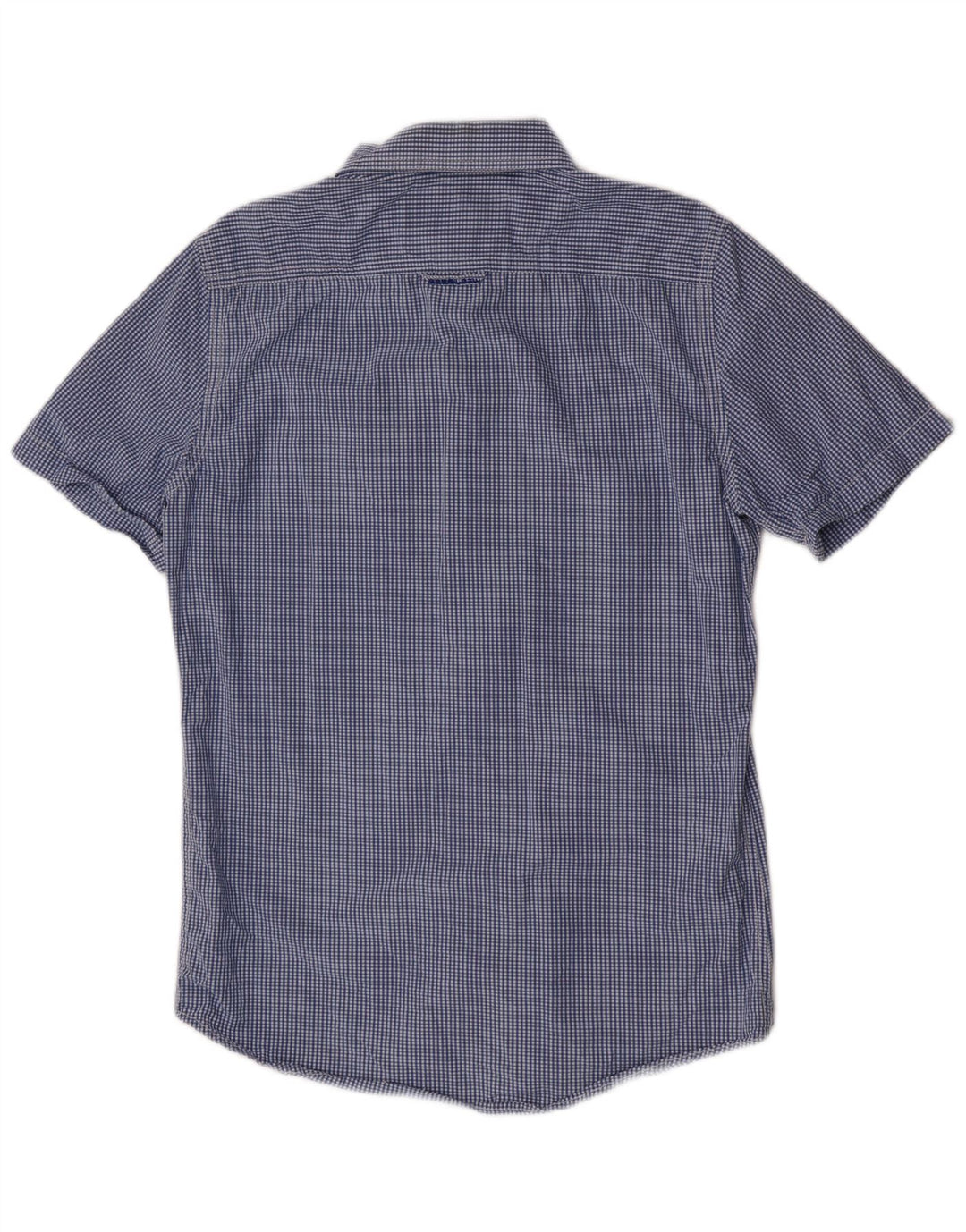 Superdry Herren-Kurzarmhemd aus mittelblauer Gingham-Baumwolle