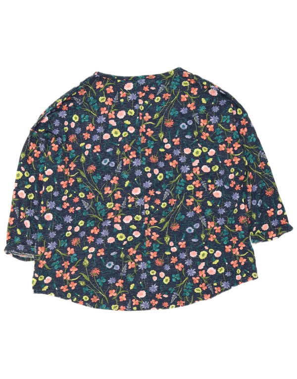 Marks & Spencer Damen-Top, 3/4-Ärmel, UK 22 3XL, Marineblau, Blumenmuster, Polyester
