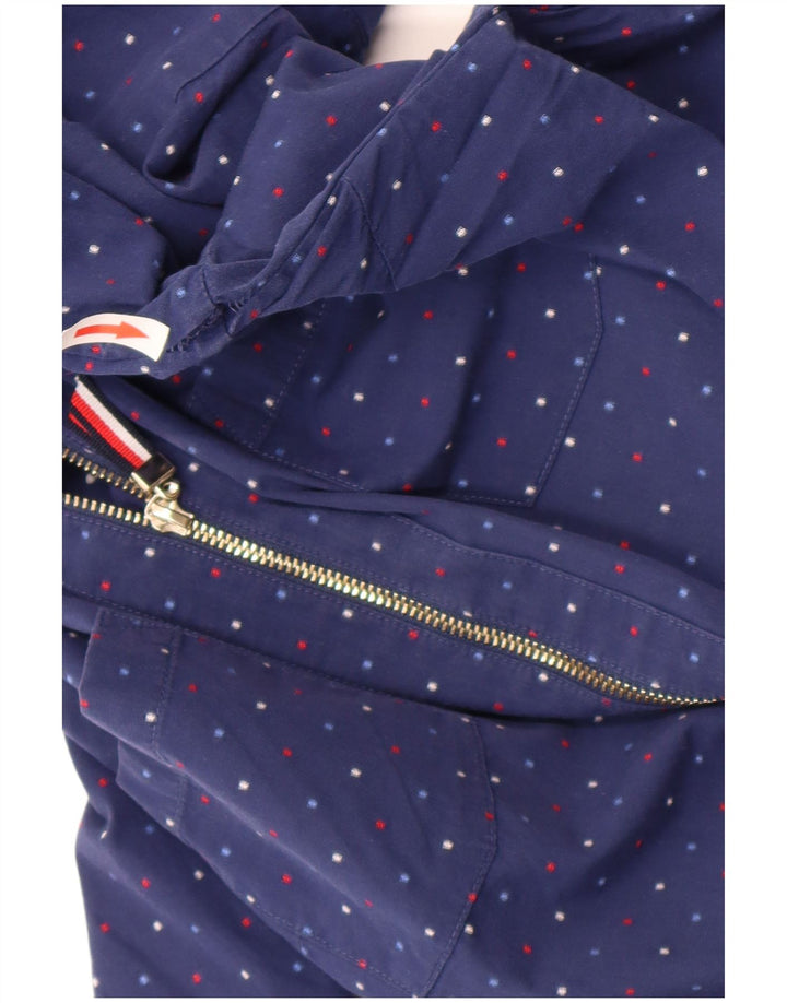 Tommy Hilfiger Damen Pullover-Hemd UK 14 Mittelmarineblau gepunktete Baumwolle