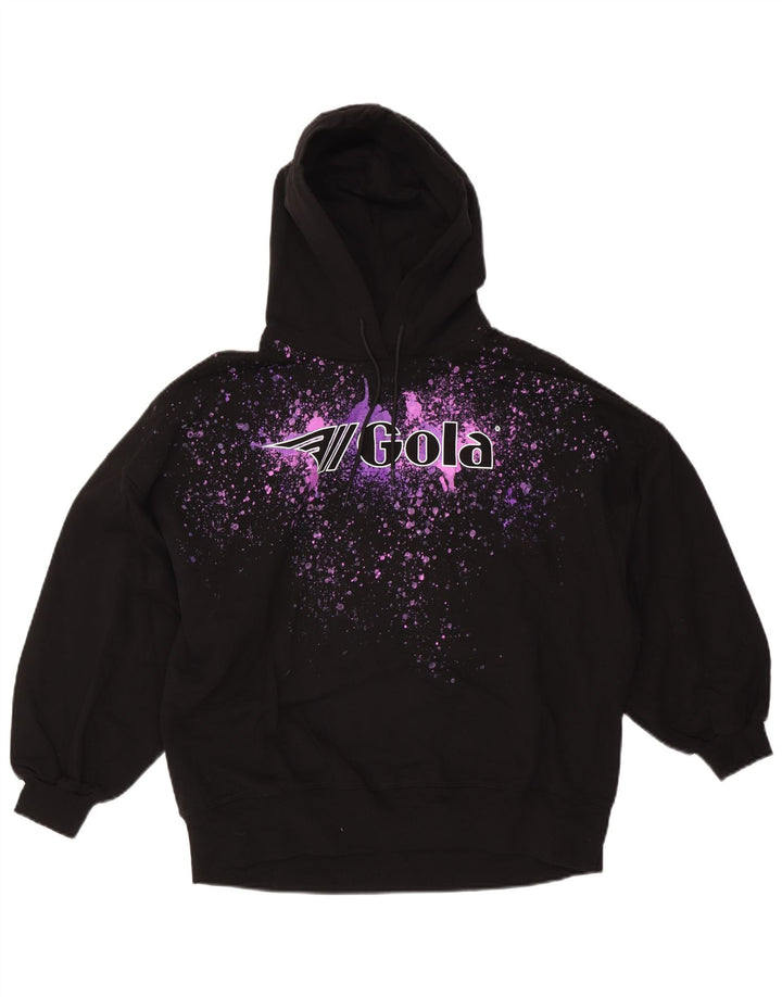 Gola Womens Graphic Oversized Hoodie Pullover UK 14 Medium Black Tie Dye