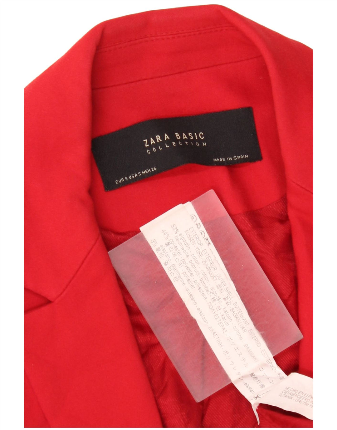 Zara Damen 1-Knopf-Blazer-Jacke, UK 10, kleine rote Baumwolle