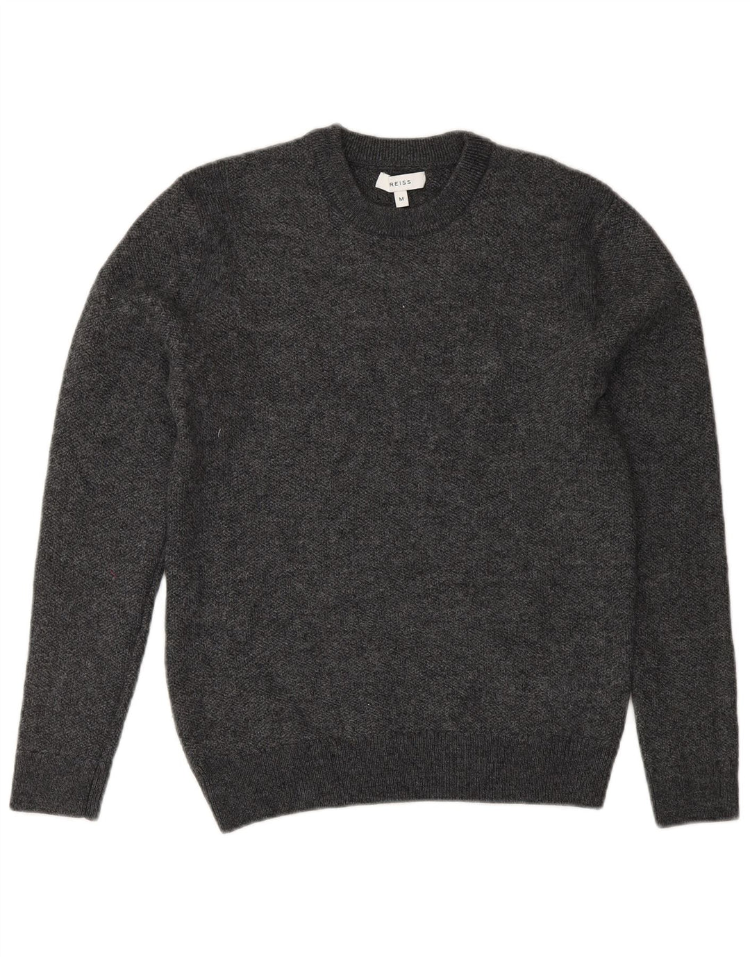 Reiss Damen-Pullover mit Rundhalsausschnitt, UK 12, mittelgrau gefleckte Wolle