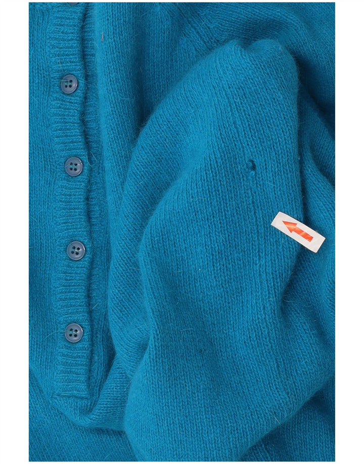 Vintage Damen Longline Übergroßer Pullover mit Rundhalsausschnitt UK 10 Klein Blau