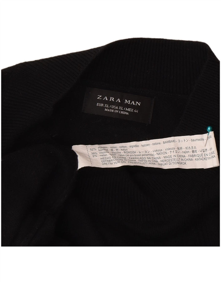 Zara Herren T-Shirt Top XL Schwarz Baumwolle