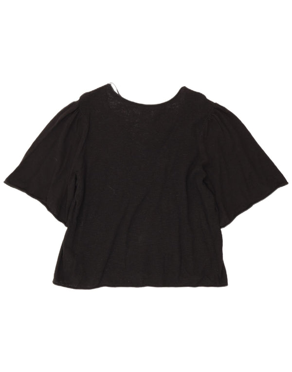 Fat Face Damen Bluse Top UK 18 XL Schwarz Baumwolle