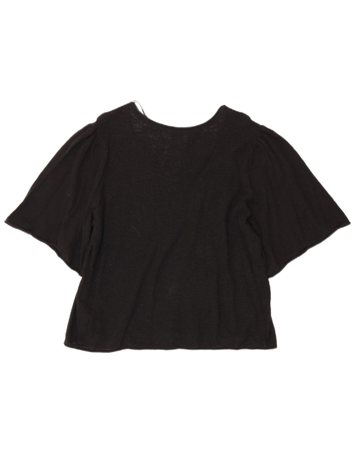Fat Face Damen Bluse Top UK 18 XL Schwarz Baumwolle