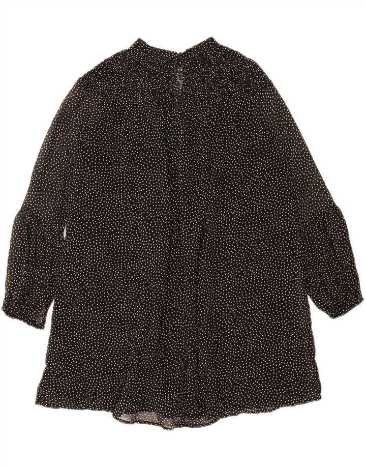 Zara Damen-Stufenkleid UK 14 Mittelschwarz gepunktet