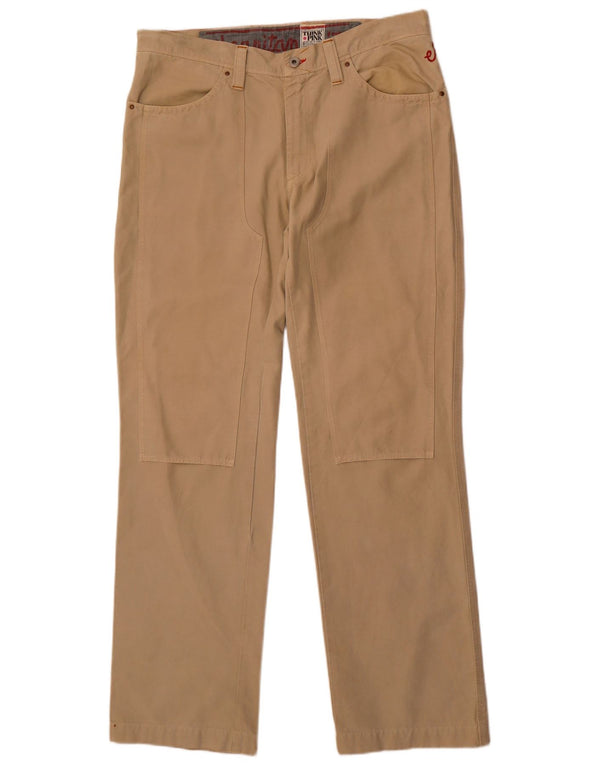 Think Pink Gerade Freizeithose für Herren IT 52 XL W36 L34 Beige Baumwolle