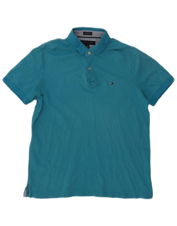 TOMMY HILFIGER Herren Custom Fit Poloshirt Mittelblau