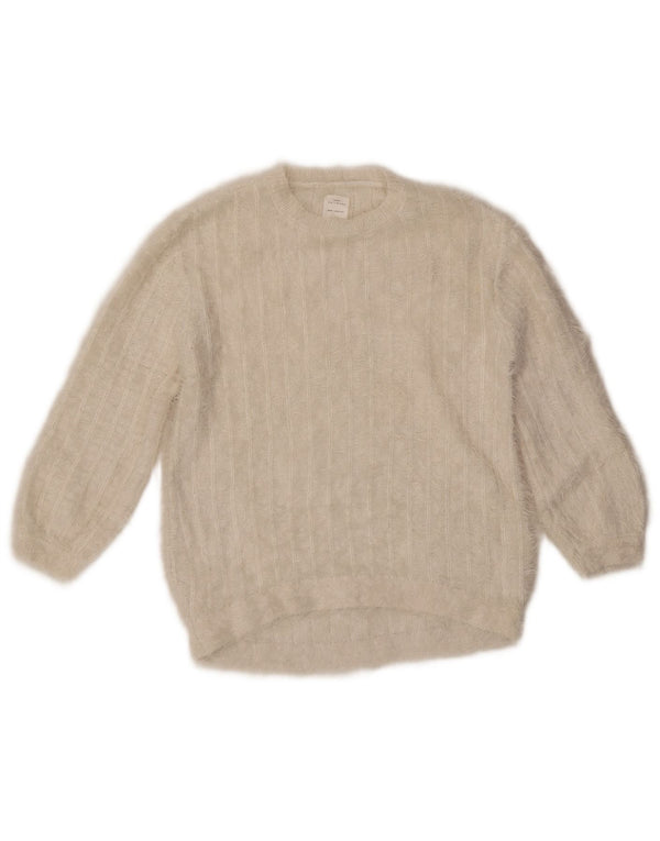 Zara Mädchen-Pullover mit Rundhalsausschnitt, 9–10 Jahre, aus weißem Nylon