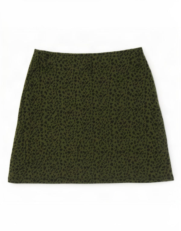 Zara Damen Trafaluc Minirock Medium W28 Grüne Viskose mit Animal-Print