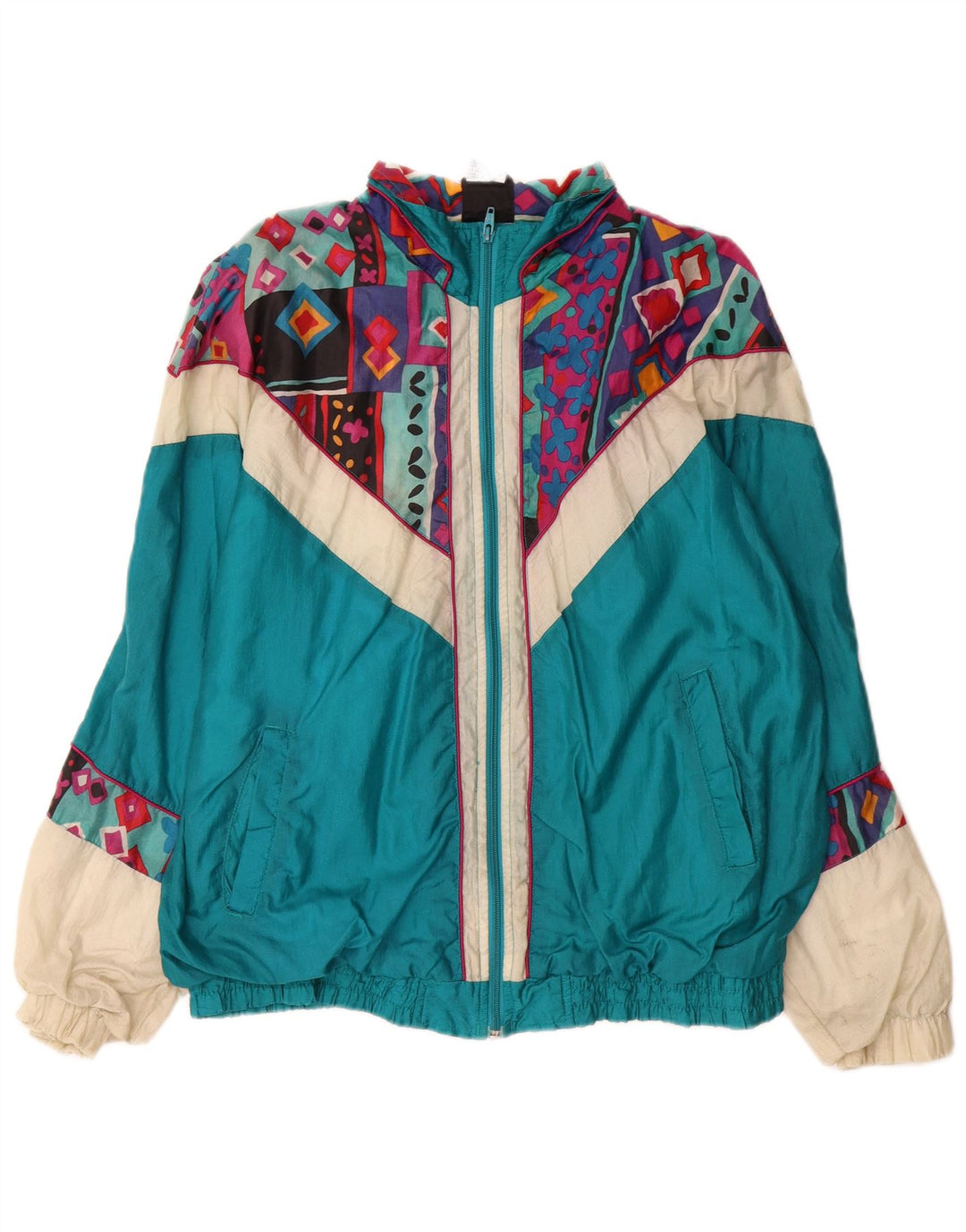 Stefano Herren-Trainingsanzug-Oberteil, Jacke, groß, blaues Colourblock-Nylon