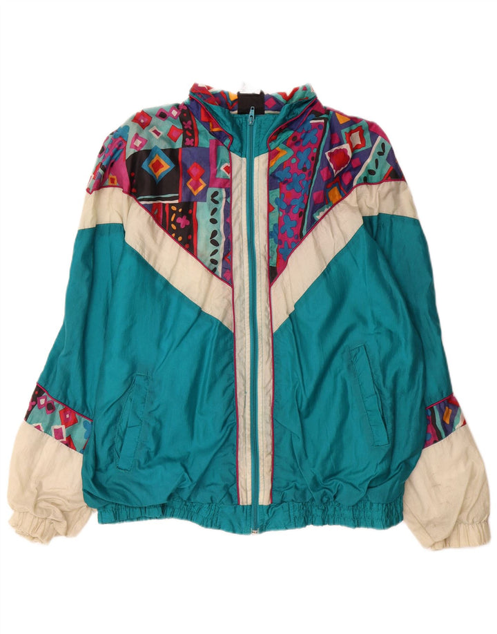 Stefano Herren-Trainingsanzug-Oberteil, Jacke, groß, blaues Colourblock-Nylon