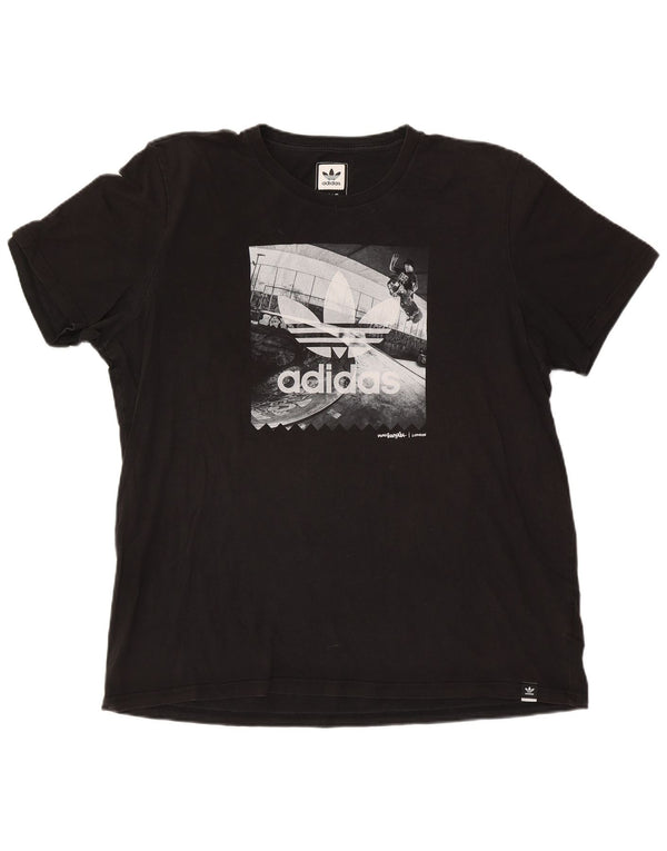 Adidas Herren Grafik T-Shirt Top 2XL Schwarz Baumwolle