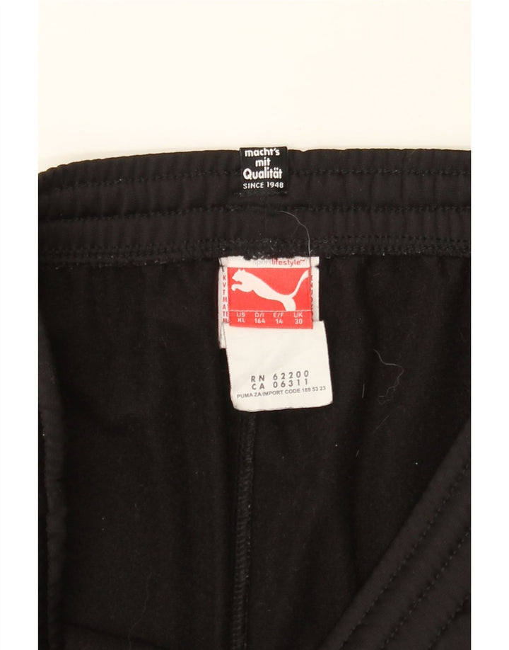 PUMA Boys Graphic Tracksuit Trousers Joggers 13-14 Years Black Polyester Vintage Puma and Second-Hand Puma from Messina Hembry 