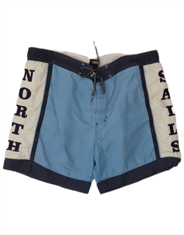 North Sails Herren-Badeshorts mit Grafik, Mittelblaues Farbblock-Polyester