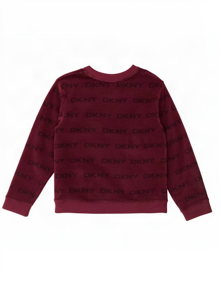 Dkny Womens Graphic Top Langarm UK 18 XL Maroon Polyester
