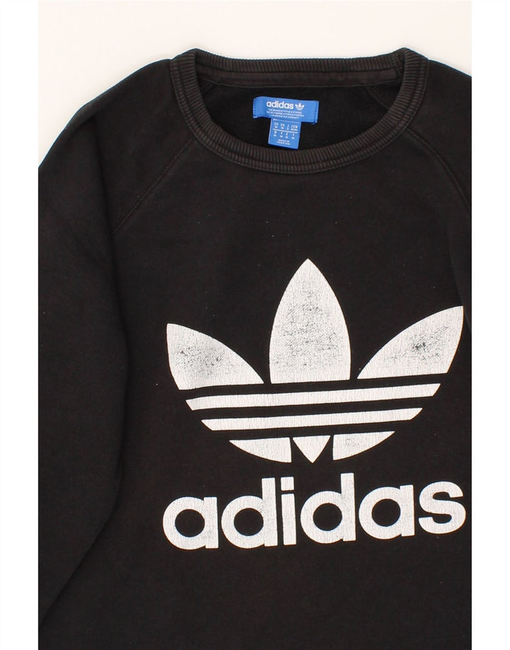 ADIDAS Mens Graphic Sweatshirt Jumper Medium Black Cotton Vintage Adidas and Second-Hand Adidas from Messina Hembry 