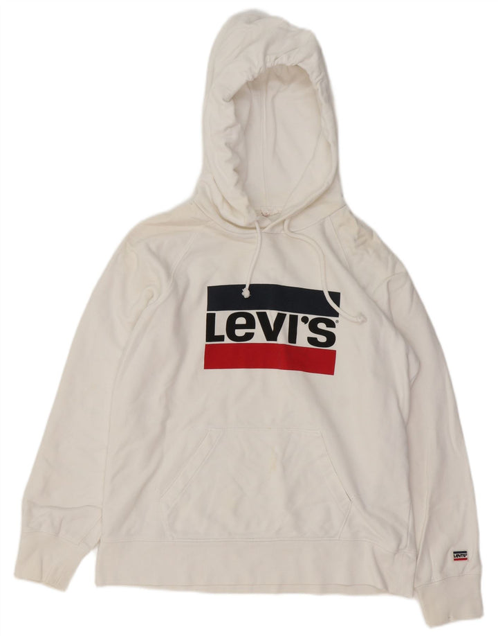 LEVI'S Herren-Kapuzenpullover mit Grafik, Größe S, weiße Baumwolle