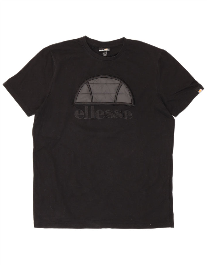 Ellesse Herren-T-Shirt mit Grafik, groß, aus schwarzer Baumwolle