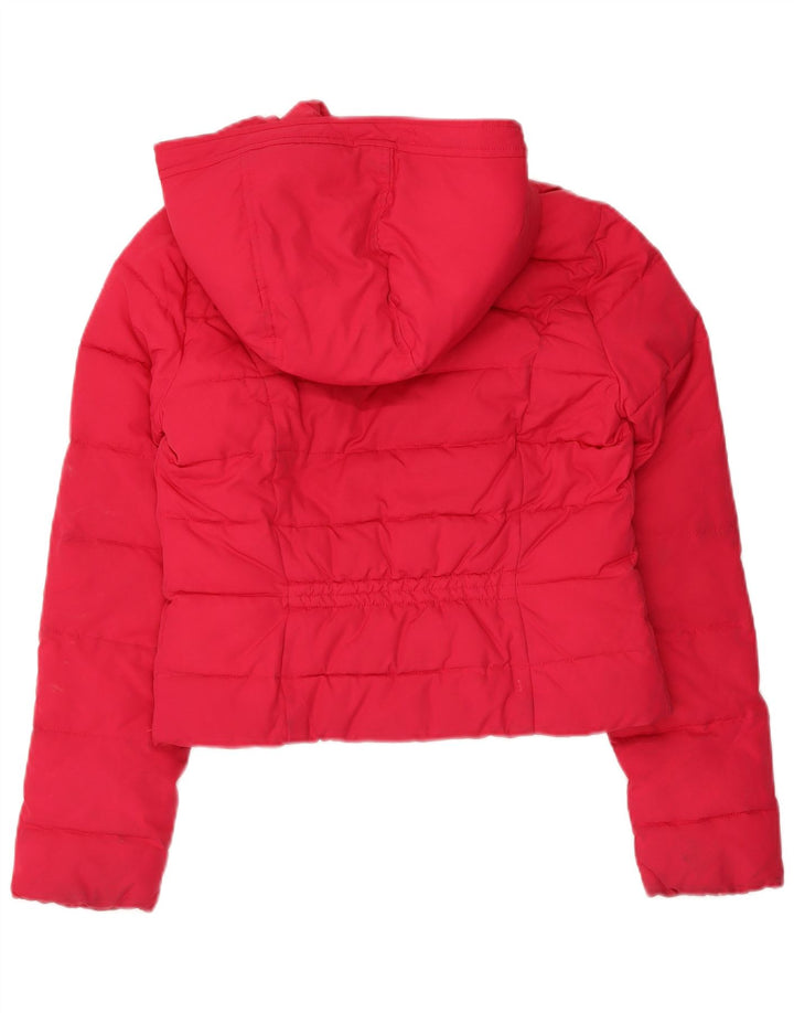 HOLLISTER Damen Crop Hooded Wattierte Jacke UK 6 XS Rosa Polyester