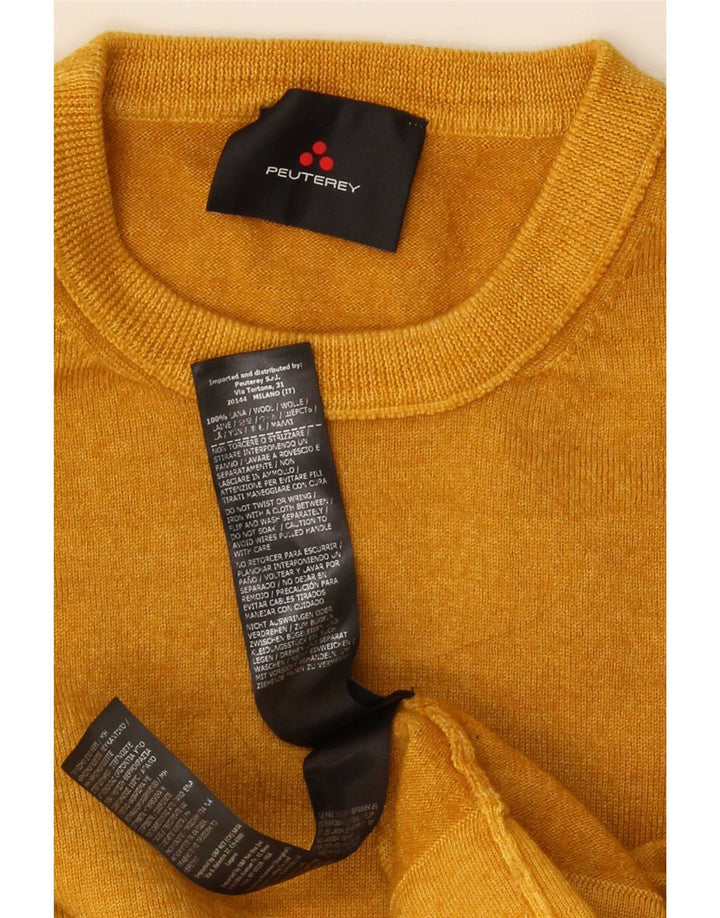 PEUTEREY Damen-Pullover mit Rundhalsausschnitt, UK 16, Größe L, gelbe Wolle