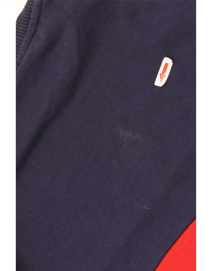 Fila Herren-Sweatshirt-Pullover aus mittelblauer, marineblauer Colourblock-Baumwolle