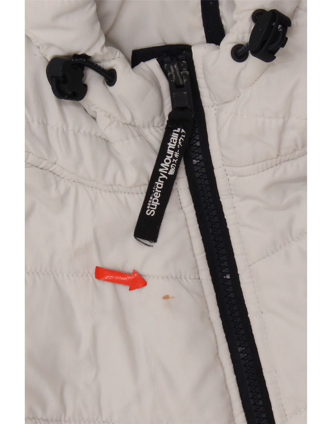 Superdry Wattierte Damenjacke mit Kapuze, UK 8, Größe S, Weiß, Farbblock