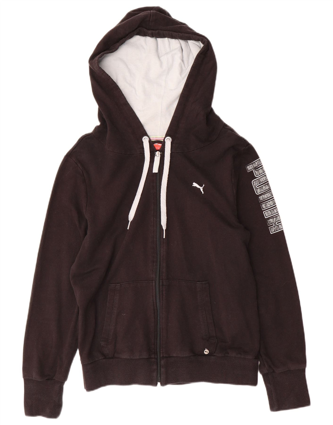 PUMA Damen Graphic Zip Hoodie Pullover UK 14 Mittelschwarze Baumwolle