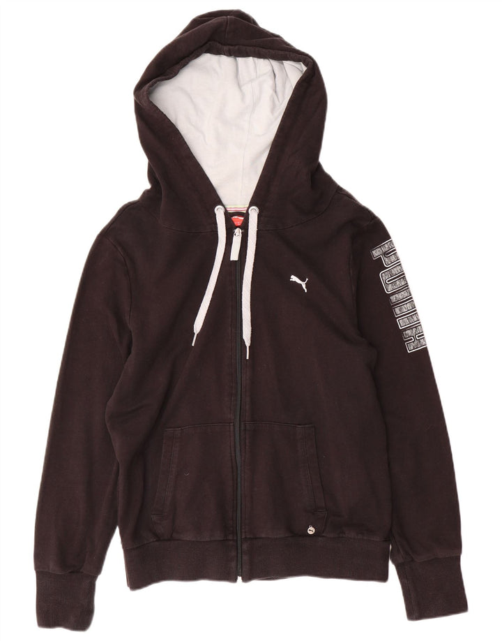 PUMA Damen Graphic Zip Hoodie Pullover UK 14 Mittelschwarze Baumwolle