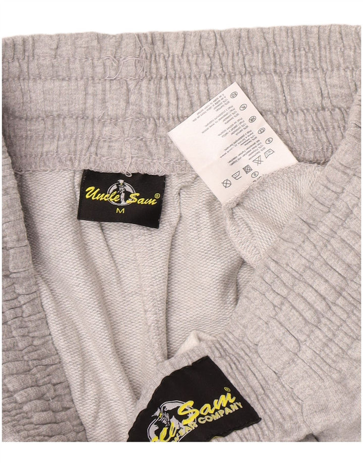 Uncle Sam Herren-Bermuda-Sportshorts mit Grafik, mittelgraue Baumwolle